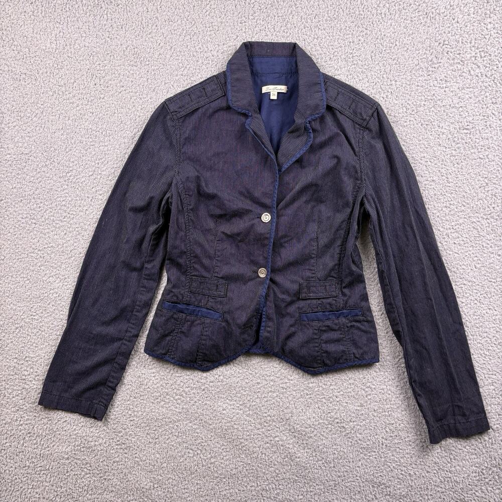 Luis Trenker Blazer Womens IT 36 Blue Pinstripe Jacket Made In Italy Luxury